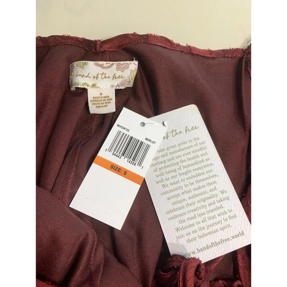 Band of Free Burgundy Diamond Pattern Lace-Up Spaghetti Strap Midi Dress - Picture 8 of 8